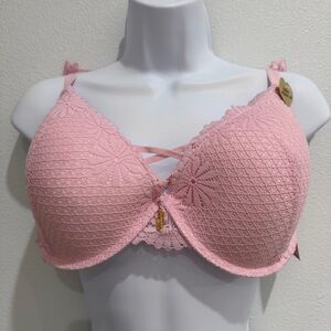 NEW Juicy Couture Pink Floral Lace Sexy Push‎ Up Bra 40C